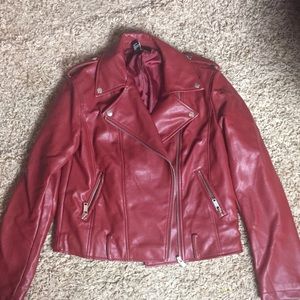 Red Faux Leather Coat NWOT